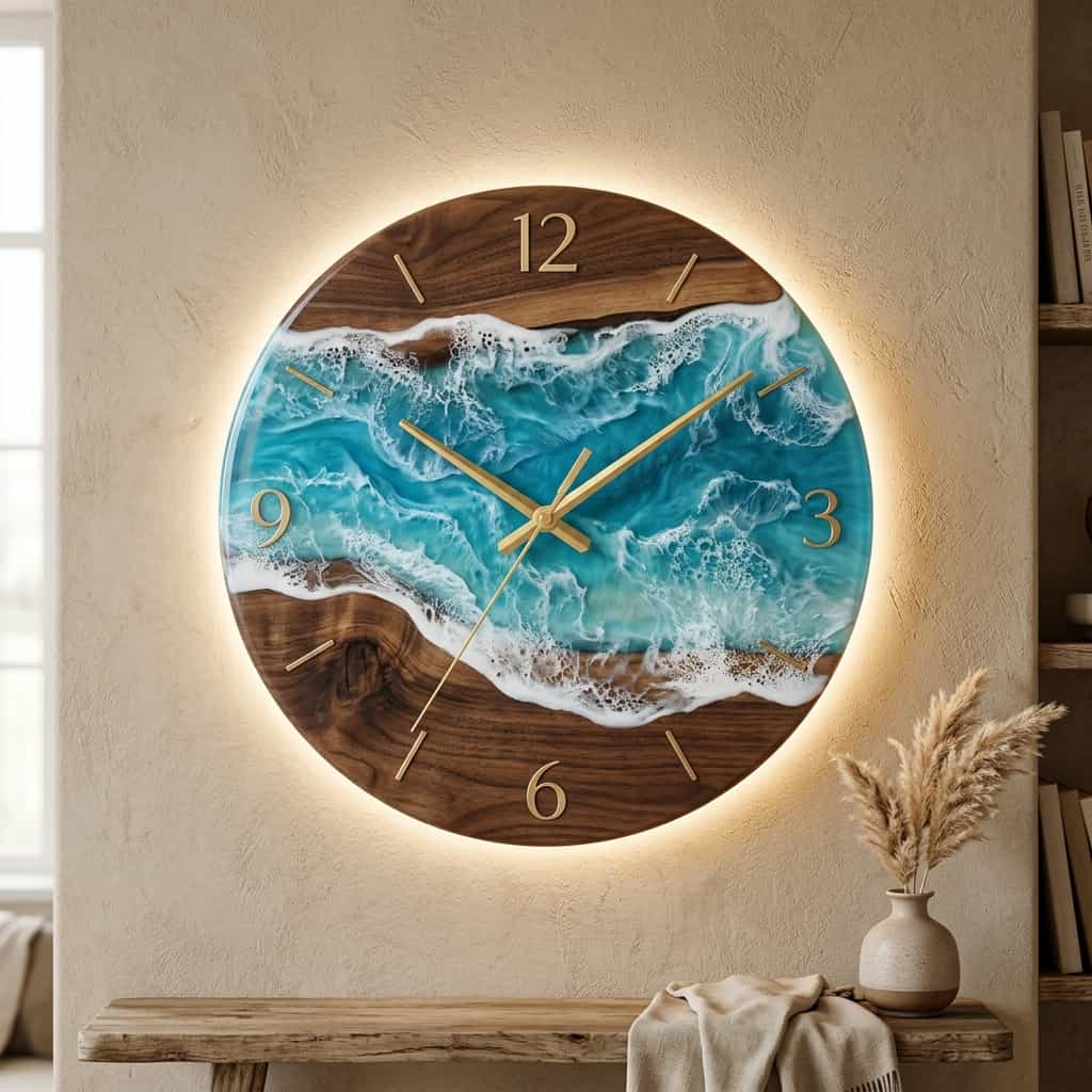 Handcrafted resin and acrylic modern wall clock decor